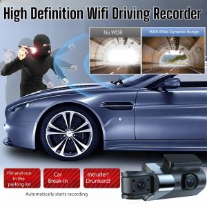 4K High Definition WiFi Driving Recorder Waterproof Night Vision Dual Camera Panoramic Dashcam 24 Hours Record APP Control 行车记录仪