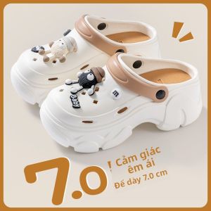 MONLEYTA | Giày Sandal Đế Dày Hở Mũi Phong Cách Summer 2024 Giày Mùa Hè Cho Nữ Giày Lười Đế Cao Gót Chống Trượt Giày Lười Mềm Mại