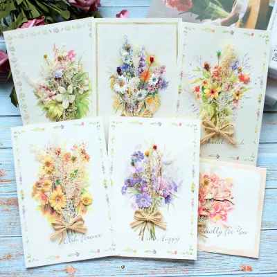 Creative Dried Flower Thank You Teacher Birthday Greeting Card