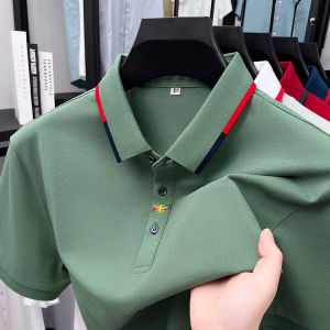 Áo Thun Polo Tay Ngắn Mùa Hè Bằng Vải Lụa Băng Thoáng Khí Cho Nam Áo Sơ Mi Công Sở Nhẹ Rộng Rãi Cổ Polo Không Cần Ủi Thời Trang Thường Ngày