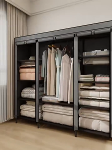 Closet Wardrobe Organizer Storage Rack Portable Clothes Shoe Clothing Shelf Dustproof Non-woven Fabric Quick and Easy to Assembl