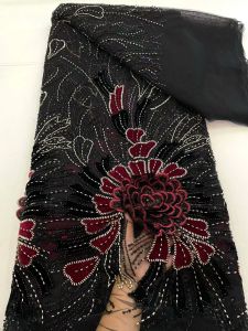 OLEVO | Luxury African Velvet Gold Beaded Sequin Lace Fabric Groom Embroidery Fabric French Ladies Evening Dress Sewing 5 Yards 2026