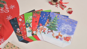 1/5pcs Non-Woven Large 12.8"x9.8"x6.7 Christmas Tote Bags with Handles Reusable Christmas Treat Bags for Gift Wrapping
