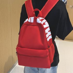 Grey Mens Backpack American High Street Style Double Shoulder High School Student Bag Youth Commuter Soft Handle Internal Pocket