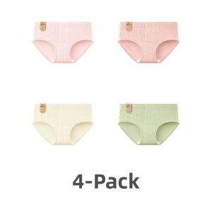 MiiOW | Womens Mid-Waist Pure Cotton Underwear Comfortable Breathable Antibacterial Triangle Shorts Elastic Elasticity Briefs Panties