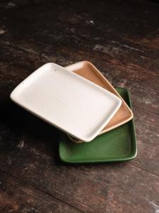 Retro Japanese Style Thick Glazed Ceramic 6 Inch Small Plate Rectangular Dessert Sushi Tray Cake Sweet Points Cake Stand