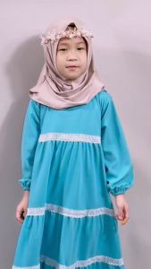 CF Kids Gamis Polos Renda Anak Perempuan Amani
