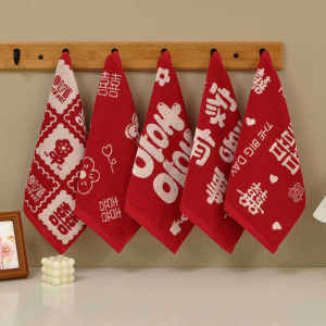 Wedding Towels Small Square Red Cotton Handkerchiefs Bridal Engagement Celebration Baby Full Moon Souvenir Home Textiles