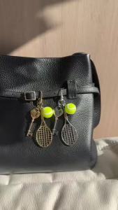Alloy Heart-Shaped Key Tennis Racket Plastic Tennis Keychain Bag Pendant Mobile Phone Chain Gift Pendant