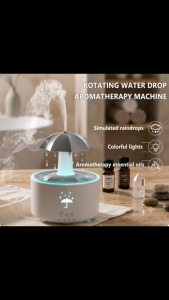 Rotating Raindrop Cloud Umbrella Aroma Essential Oil Diffuser Air Humidifier Ambient Night Light Water Drop