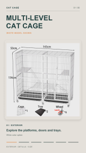 COD Heavy Duty Big Cat Cage Indoor Pet House with Safe Lock Escape Proof Secure Door Cat Condo Cat Kennel Pet Cage Bottomless Easy Clean for Cats Kittens