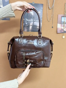 MOUSSON กระเป๋าโท้ทสำหรับสุภาพสตรีกระเป๋าโท้ท PU แบบเรียบง่ายมีซิปเปิดปิดกระเป๋าด้านในหลายชั้น