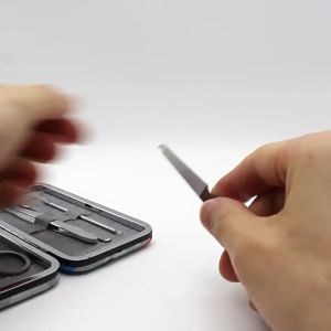 Qiangren 7303 ชุดตัดเล็บ 7 ชิ้น Clipper Home Beauty เล็บ Clipper พร้อมกล่องหนังสุดหรู