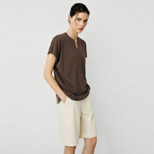 AMII | Casual V-Neck Adjustable Elastic T-Shirt