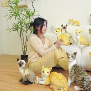 20cm Lifelike Stuffed Siame Cats Plush Toy Simulation American Shorthair Cute Cat Pet Toy Lifelike Home Decor Kids Birthday Gift