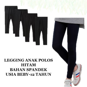Celana Legging Panjag Polos Hitam / Lejing Jersey Spandex usia 1 Sampai 13 tahun