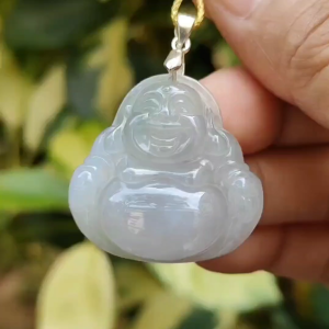 High Quality Milo Buddha Pendant on Natural Type A Jadeite Jade certificate weighs 8.74 grams measurement 29 * 29.5 * 6.7 mm (pendant378)