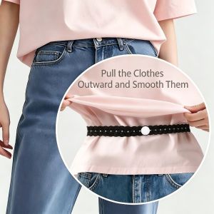 4PCS/Set (1 Strap+3 Buttons) Exquisite Lace Trimmed Hem Waistband Suitable for T-Shirts Dresses Shirts Shorten Clothing Length