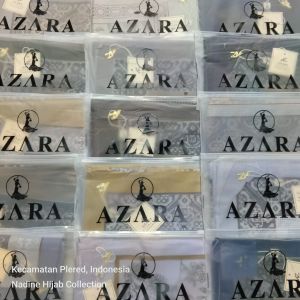 HIjab Segiempat Azara Motif Metal Logo AZ Packaging Pouch isi 3pcs isi 5pcs