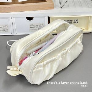 Corded Drawstring Pencil Case Large Capacity Simple Design for Boys And Girls Black Cute Fresh Style Primary School Students Durable New 2025