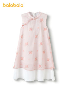 balabala Girl  Traditional Style Dress Baby Children 2025 New Spring Summer Children Sleeveless