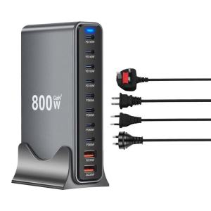 New 800W GaN Fast Charger PD3.1 PPS 10 Ports USB C Type C  Fast Charging Station Adapters for iPhone 16 15 Samsung Xiaomi Huawei