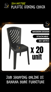 PLASTIC DINING CHAIR BLACK/ KERUSI MAKAN PLASTIK HITAM SH-M178E PICKUP