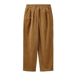 Quần Nhung Kẻ Vải Cotton Cho Nữ Mùa Thu Quần Ống Rộng Ống Đứng Quần Dài Ống Rộng Phong Cách Retro Phong Cách Đường Phố