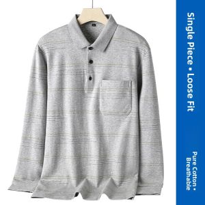 TIANJIANG | Pure Cotton Long Sleeve T-Shirt for Middle-aged Men