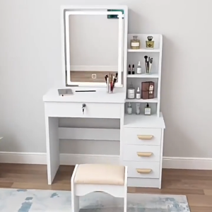 Nearra Multifunctional Vanity Table with Mirror&Drawer Large Storage Sturdy Dressing Table