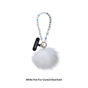 MASFEIL | Crystal Fox Fur White Chain Charm For Phone Cases