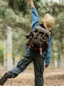 Retro Pepper Salt Tactical Backpack Female Camping Military Travel Hiking Outdoor Oil Wax Canvas BC Paratrooper Backpack Male