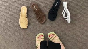 Cbox 2024 Fashion High Heel Thick Bottom Slippers Women Summer Outer Sandals French Design Slippers With Skirt Toe Slippers sandals for woman