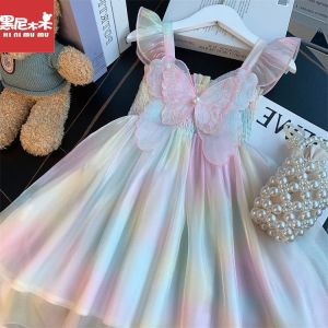 Baby Girl Summer Dress Influencer Butterfly Wings Camisole Skirt Little Girl Summer Princess Dress Fairy Style
