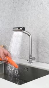 Valencia SUS304 stainless steel wall kitchen sink faucet tap pillar mount deck mount rotate 3 functions shower head kepala paip air sinki