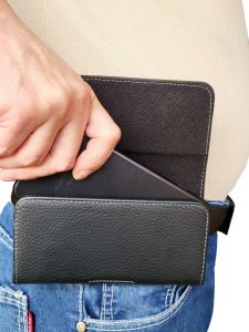 Durable Belt Clip Mobile Phone Bag for Men Leather Cover Waist Bag Senior Crossbody Belt on Style Business OL Pure Color