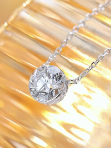 Queensun 1carats 18K gold bubble lab grown diamond single diamond real diamond pendant   necklace collarbone chain for women钻石项链30points 50points minimalist pendant