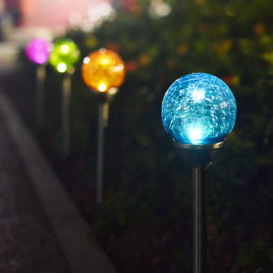 JeeYee Solar Crack Lawn Light Glass Ball  Color Changing Lights Waterproof Outdoor Ground Lamp Garden Decorations Lighting太阳能户外灯