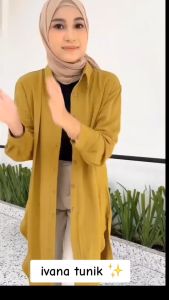 Atasan Muslim Tunik Polos Crinkle Ukuran MLXLXXL Jumbo Terbaru Tunik Polos Bahan Crinkle Airflow Kekinian