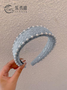 Elegant Pearl Embellished Wide Edge Hairband Womens Fashion Face Slimming Headwear Versatile Stylish Korean Style Hair Accessory