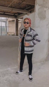 BNY Jaket Halfzip Pria Ketlar Plaid Flanel Brand Indigo Bahan Polar