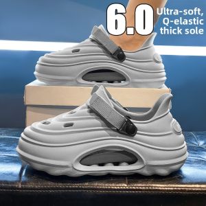 Mens Summer Outdoor Slip-On Anti-Slip Thick Bottom Heightening Full Cover Sandals Beach Sports Shoes Comfortable EVA Slippers