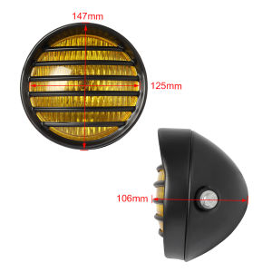 Retro Motorcycle Headlight 35W Halogen Bulb Motorbike Headlamp Round Mesh Grille Spotlight Universal For Harley Chopper