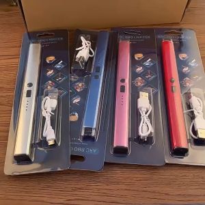 Electric Lighter Pulse Visual Power Double Safety Switch Windproof Kitchen Candle Lighter USB Rechargeable Lighter