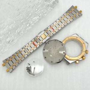 Brangdy | Rose Gold Modified 41mm Watch Case Chronograph Stainless Steel Case Strap for Oak VK63 VK64 Quartz Movement Accessory No Logo