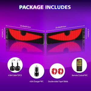 Wink Eye Led Panel Devil Eyes for Windshield LED Eyes Lights for Truck Dynamic Digital Scrolling LED Display App Control and Remote Control LED Lights for Business Shop Bar (Large Size for Cars/Trucks)