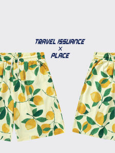 Quần Short Ống Rộng in Họa Tiết Chanh Mát Mẻ Mùa Hè Dáng Rộng Thoải Mái Cho Nam Quần Short Thường Ngày Mùa Hè 2024