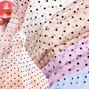 Lace Fabric Soft Velvet Flocking Mesh Voile Tulle Net Mini Black Polka Dot for DIY Sewing Dress Garment Wedding Decor Material