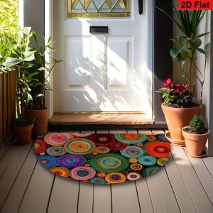 VIKAMA Colorful Circle and Half-Circle Doormat Comfortable Non-Slip Bathroom and Toilet Mat Entryway and Foyer Rug Home Decor