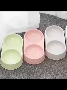 ชามอาหารสัตว์เลี้ยง 2 หลุม ชามอาหารหมา ชามอาหารแมว ชามข้าวหมา ชามข้าวแมว สำหรับสัตว์เลี้ยง